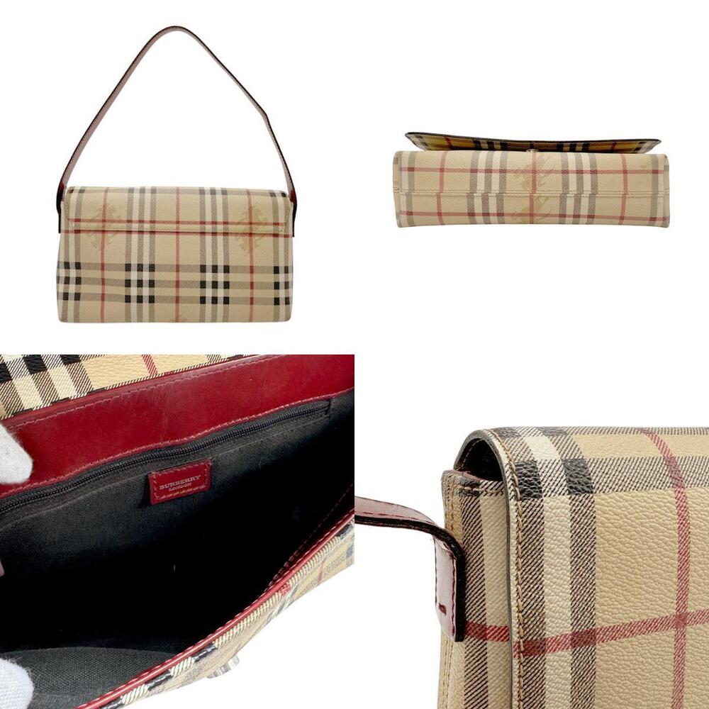 Burberry handbag coated canvas leather Beige Tan red - Picture 3 of 4